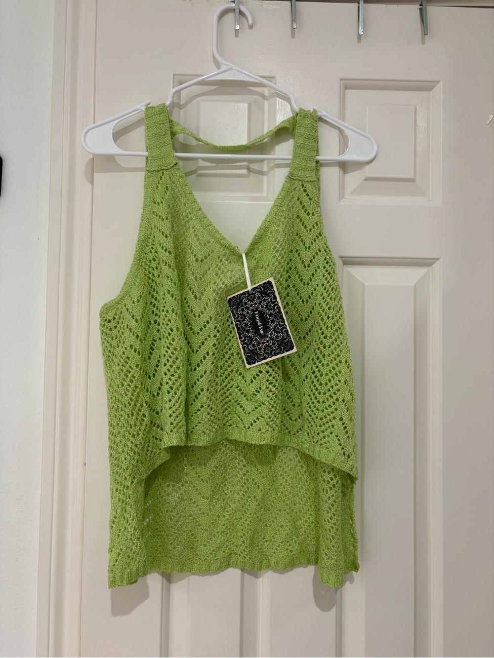 Mags & Pye NWT Lime Green Crochet Knit Tank Top Oversized small